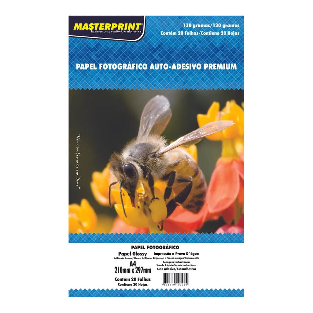 Papel Fotográfico Adesivo Premium A4 Glossy 130g - 20 Folhas