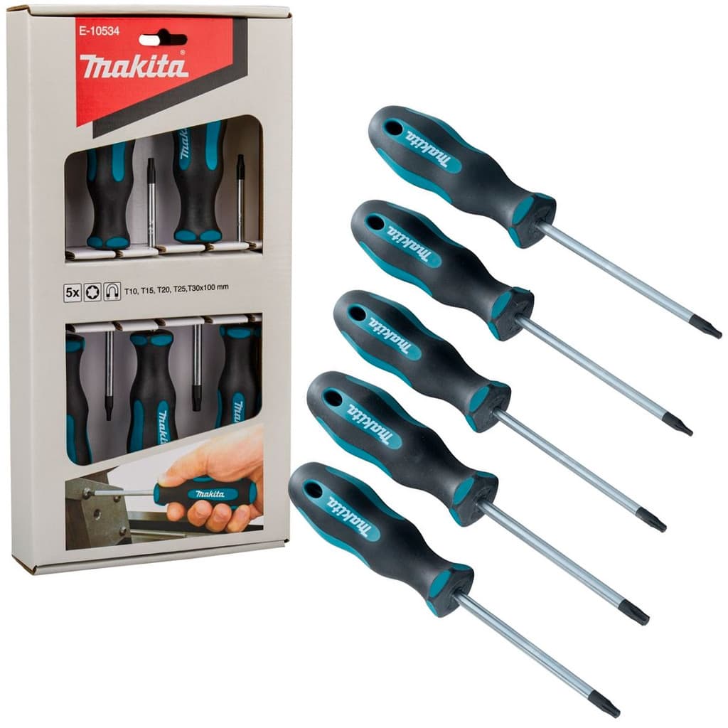 Conjunto Chave Manual Torx Ponta Magnética MAKITA E-10534 kit com 5 peças