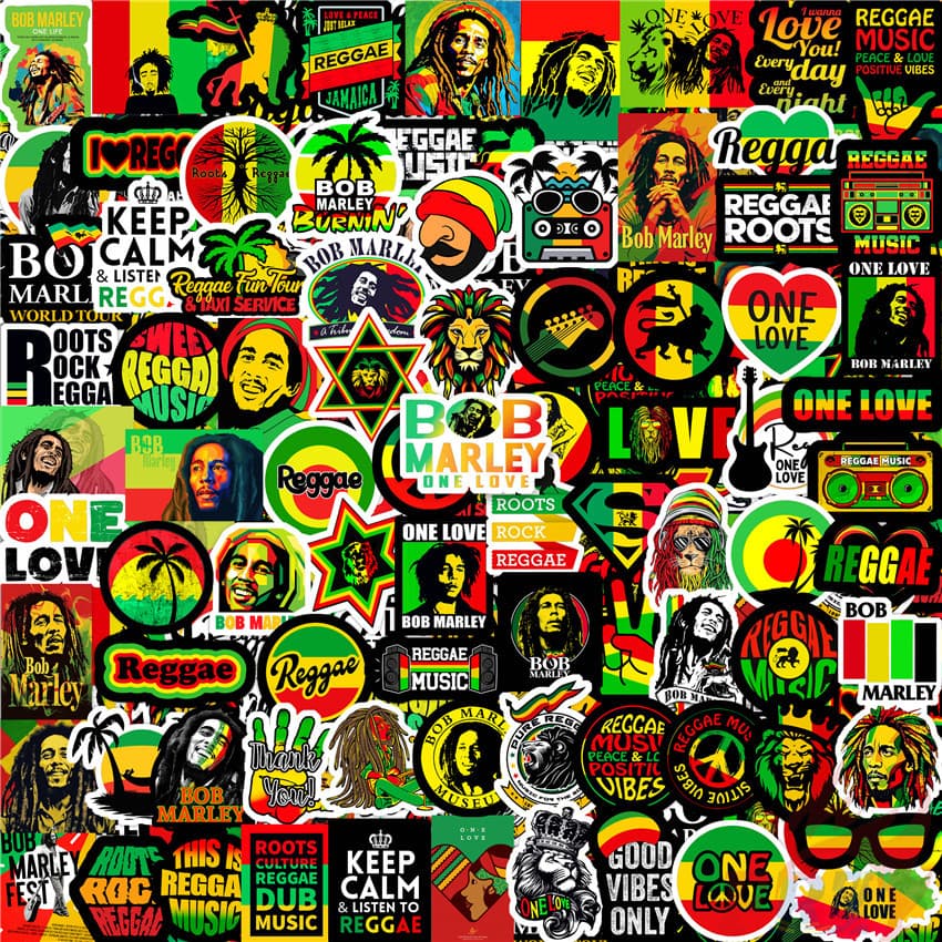 100 Pçs/Set ★ Raggie . Adesivos Manuais Do Mini Diário Bob Marley (Tamanho : 2 ~ 3 Cm) DIY Fashion Scrapbooks Álbum Deco