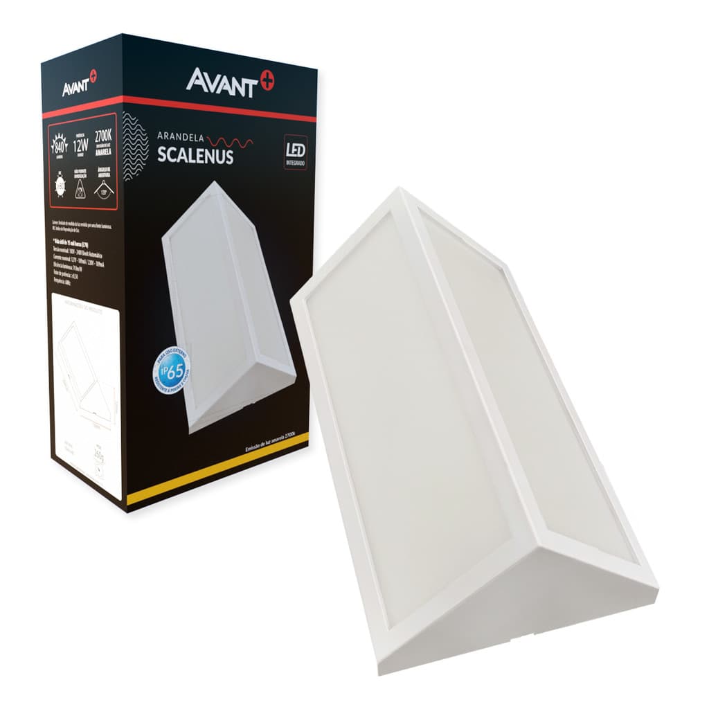 Arandela Led Scalenus 12w 2700k  Branco Quente 110v/220v Bivolt Ip65 Sobrepor Branco Fosco Cod: 339150579 Avant