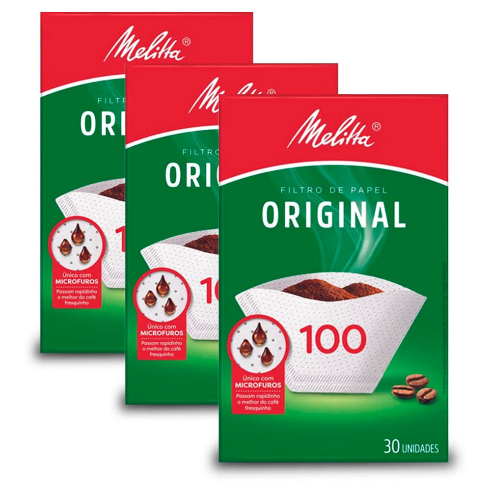 Filtro de Papel Melitta 100 Kit 3 Pacotes c/ 30 unid