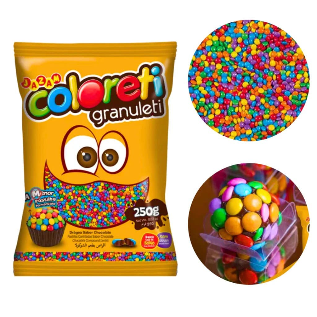 Granuleti Sortido Confete Chocolate para Brigadeiro - Pastilha Micro - Mini - Jazam