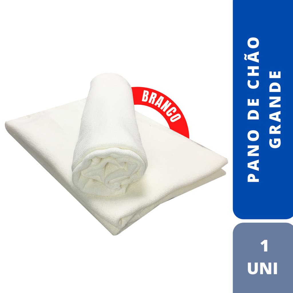 Pano De Chao Branco Grande Alvejado Multiuso Limpeza Total 40X60cm Unidade