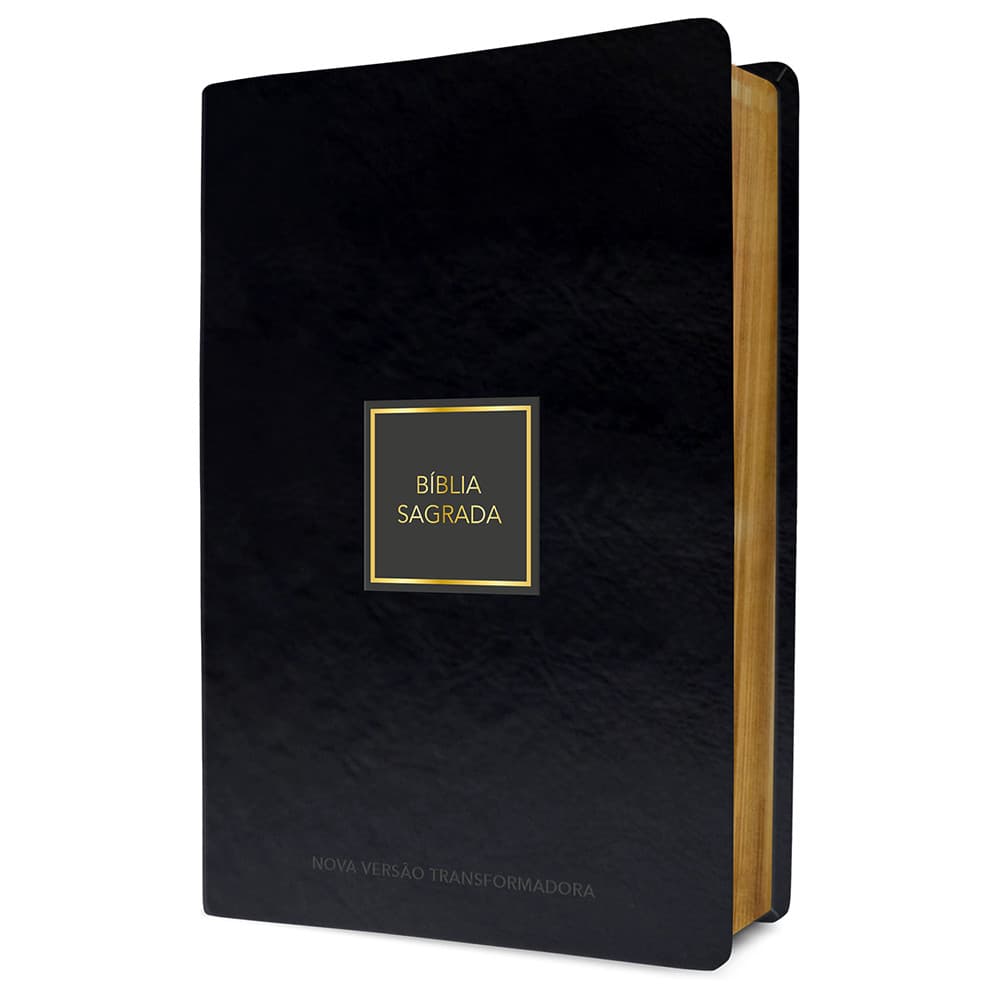 Bíblia Sagrada | Capa Couro Luxo|Premium| Preto-Dourado | Bíblia Premium |Com notas de rodapé |
