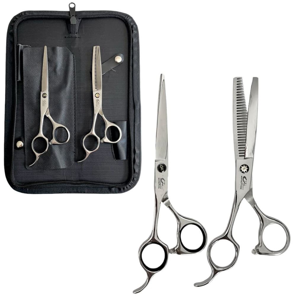 Kit Tesouras Para Canhoto Fio Laser E Desfiadeira 6.0