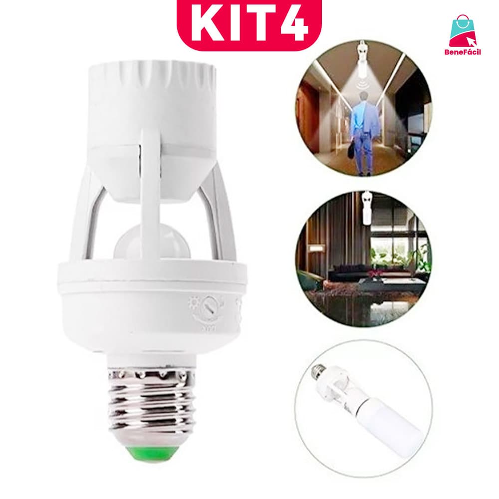KIT Sensor De Presença Com Fotocélula Para Lâmpada Soquete