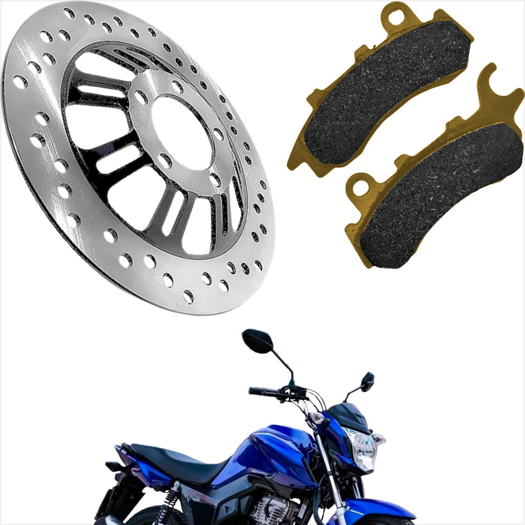 Kit Disco de Freio + Pastilha de Freio Honda Cg Titan Fan 160 2018 2019 2020 2021 2022 2023 2024 Combi Brake
