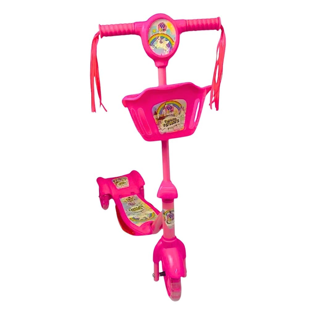 patinete infantil com luzes led e som para menino e menina 3 rodas reforçado com cesta ajustavel