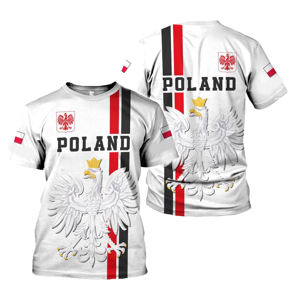 Camisetas Polônia Bandeira 3D Impresso Das Mulheres Dos Homens Camiseta Oversized Verão Curto Em Torno Do Pescoço Camufl