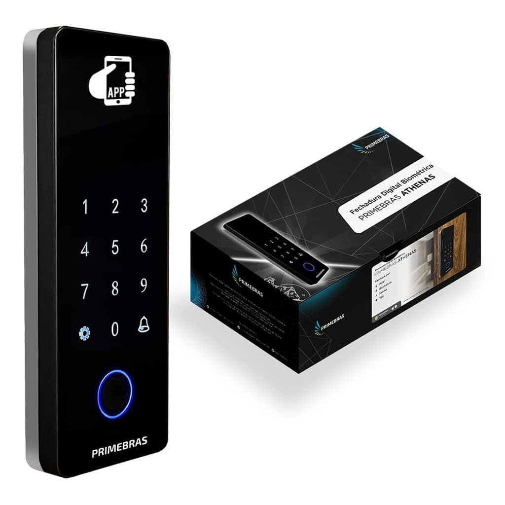 Fechadura Digital Biométrica Athenas Para Porta De Vidro Primebras