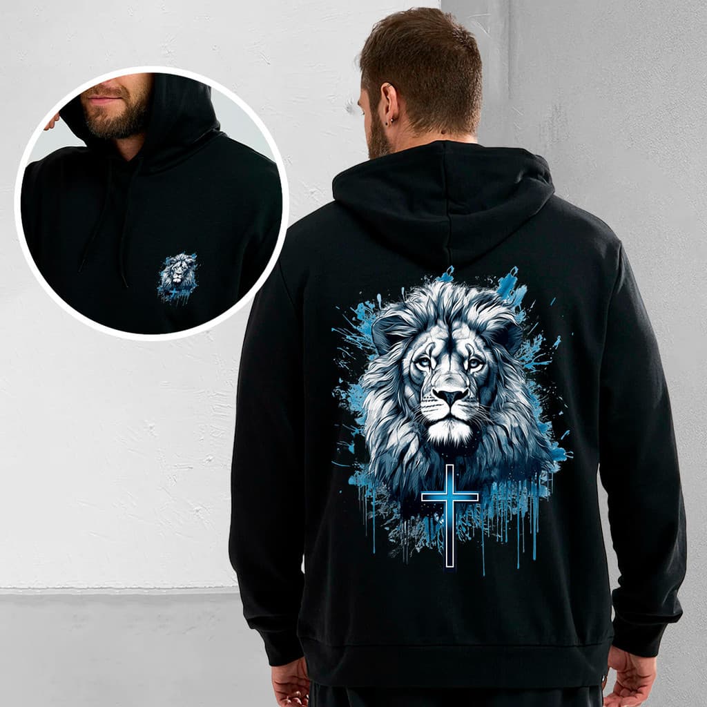 Moletom Adulto e Infantil Estampa Cristã Leão De Judá Promoção Masculina Blusa De Frio