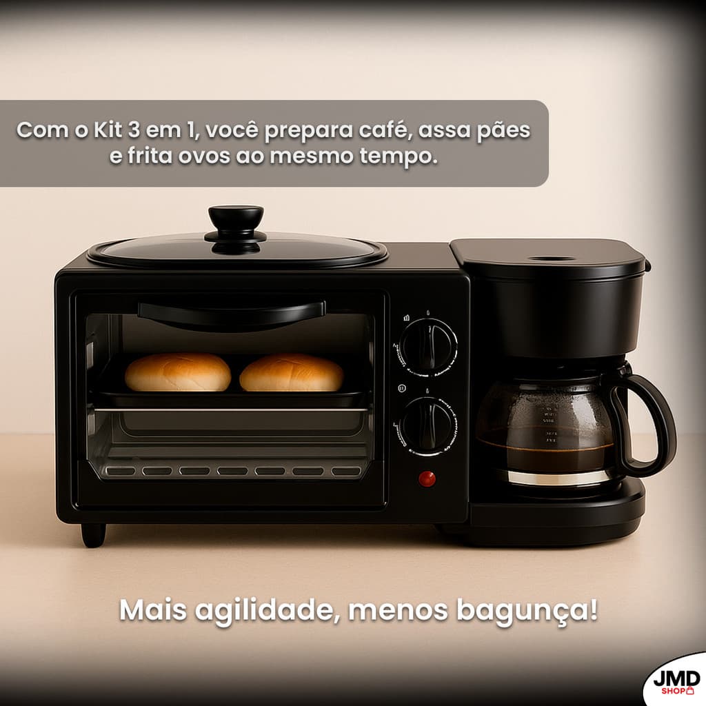 Forninho 3 Em 1 Cafeteira Grelha Multifuncional Compacto Forno Elétrico