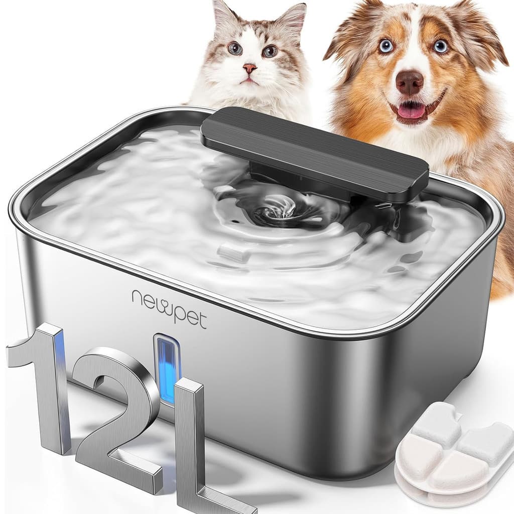 Newpet 12L inox Grande bebedouro para cães e gatos para animais de estimação, bebedouro para vários animais de estimação
