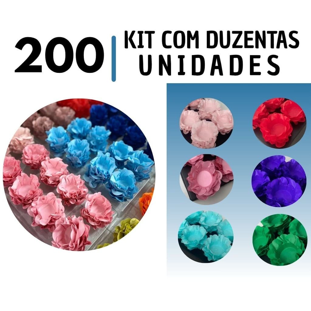 200 Forminhas de Doces Finos Flor Luxo para Festa Casamento Aniversário - Escolha 5 cores