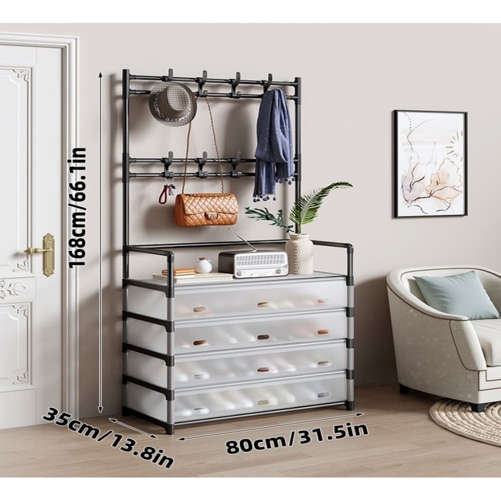 Arara Cabideiro Sapateira De 5 Andares Com Tampa Organizador Multiuso Armario Prateleira Rack Top&casa