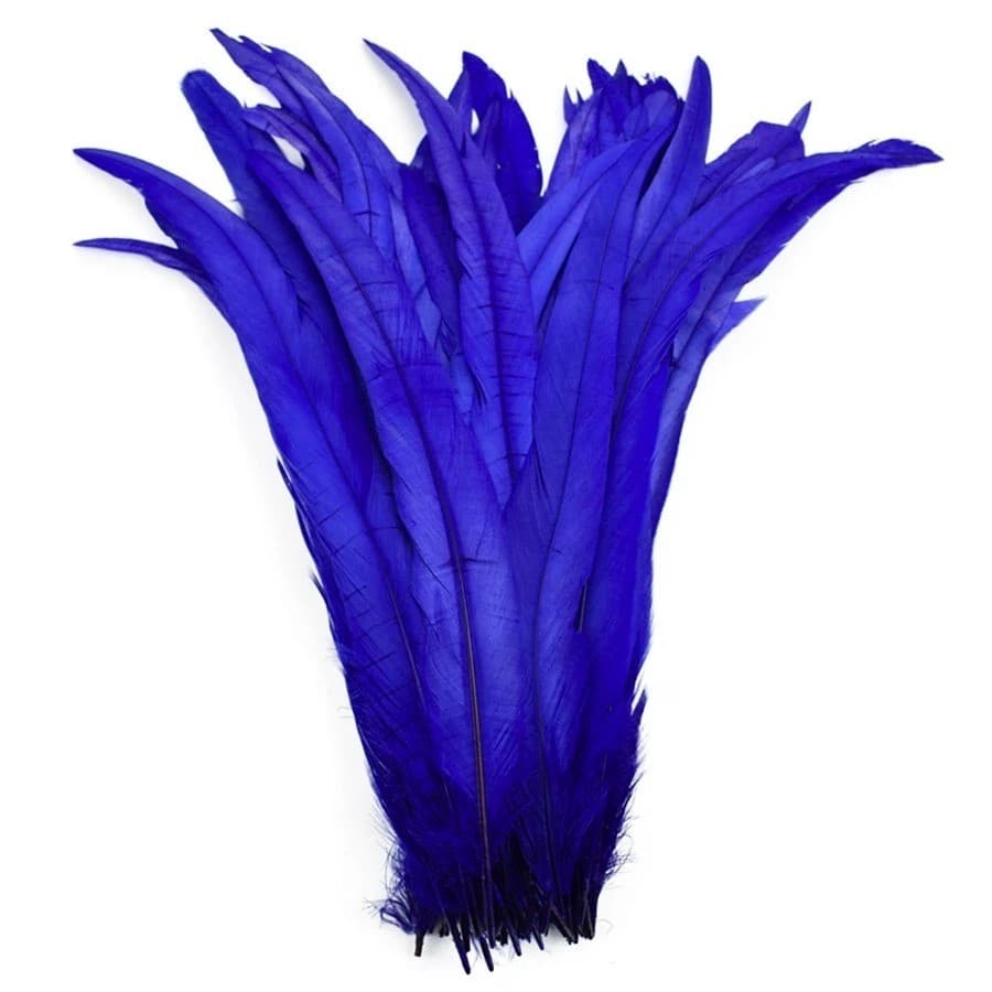 Pena Calda Rabo de Galo Pluma - Pct c/100 unid. - Tam: 25-30cm Cor:AZUL-ROYAL-207