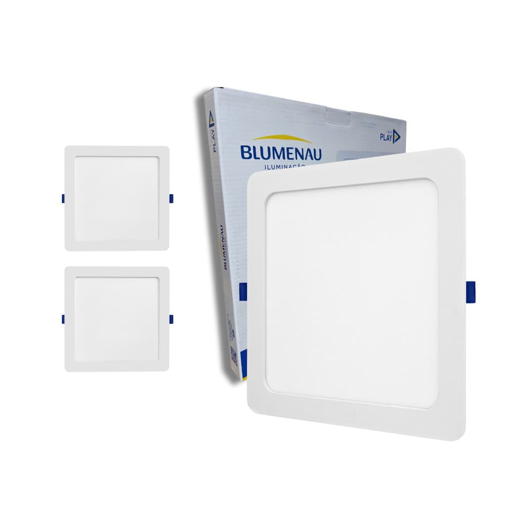 Kit 2 Painel Plafon Led Quadrado Embutir 18w Play 6500k 4000k 3000k  Blumenau Iluminação