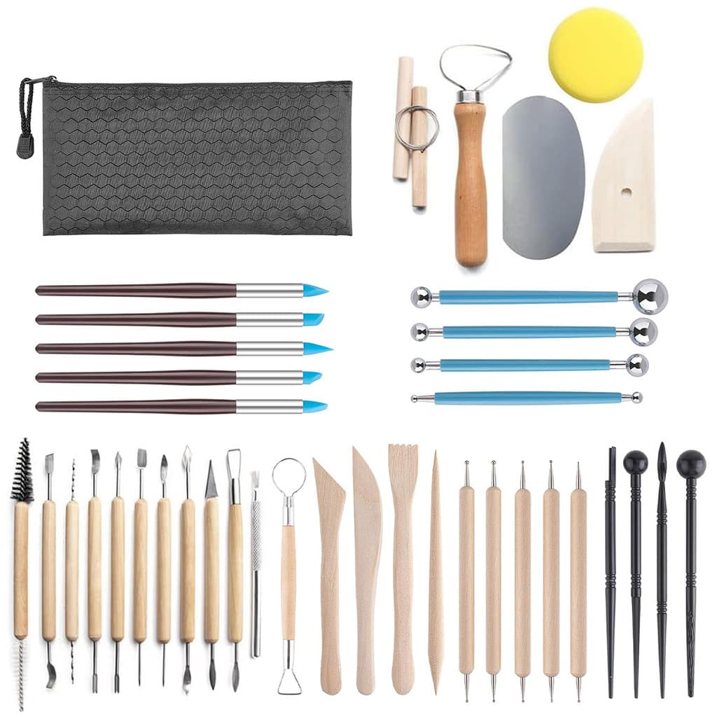 Kit 40 Peças Ferramentas De Cerâmica Conjunto De Faca De Escultura Profissional Escultura Em Cerâmica De Argila