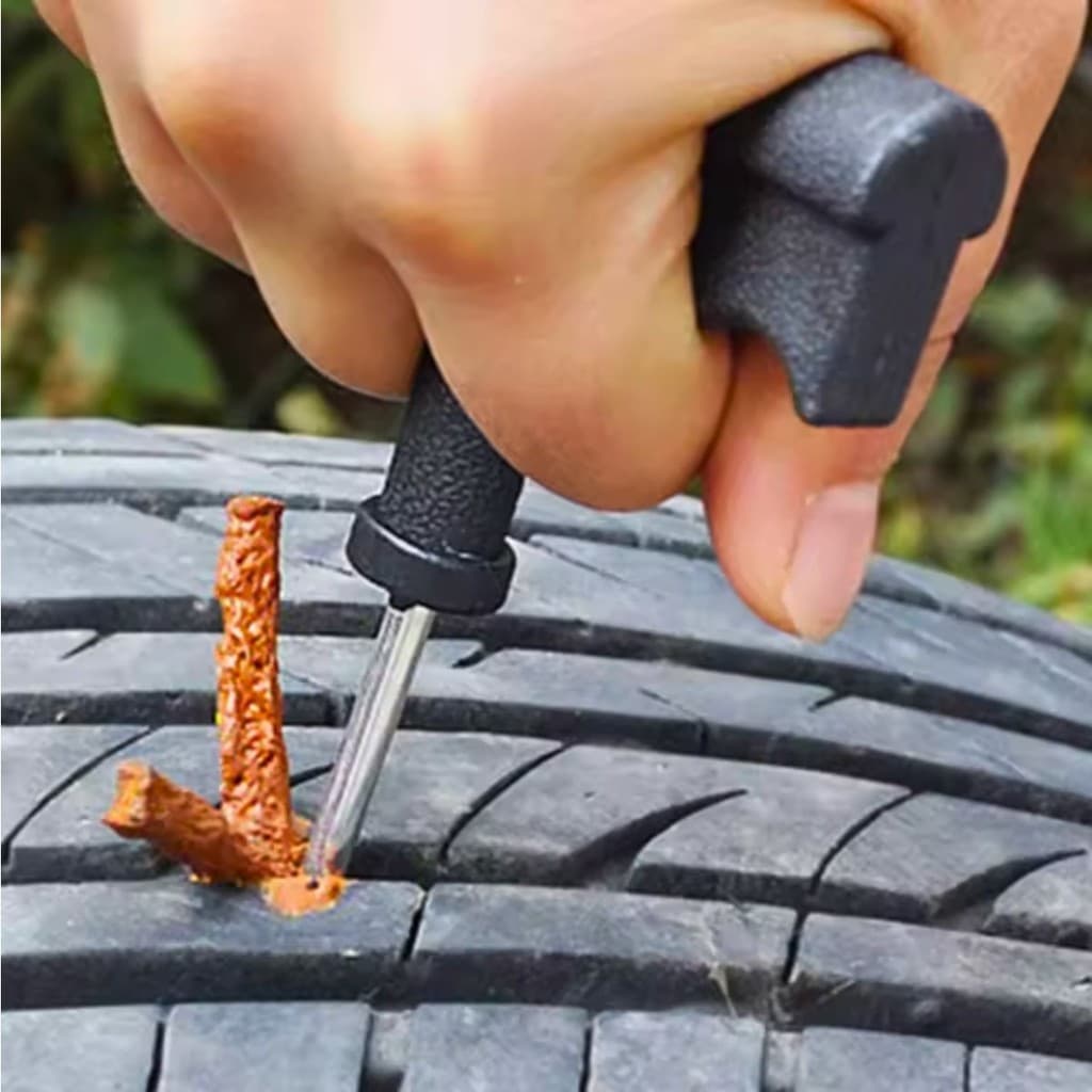 Kit Completo Reparo Pneu Carro Moto Furador Passador Manchão Cola Emergência Viagem