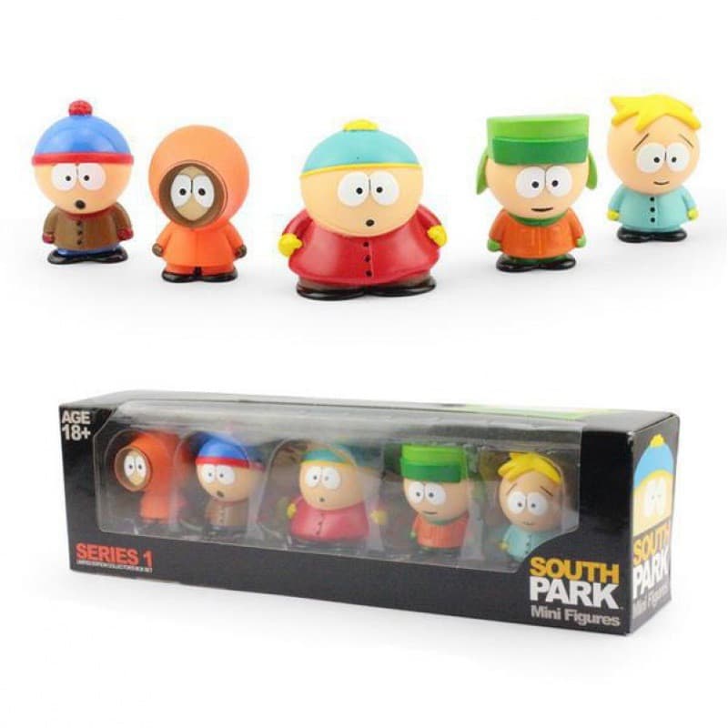 5Pcs/Set Anime South Park Stan Marsh Kyle Broflovski Eric Theodore Cartman Kenny McCormick Q Versão PVC Figuras De Ação