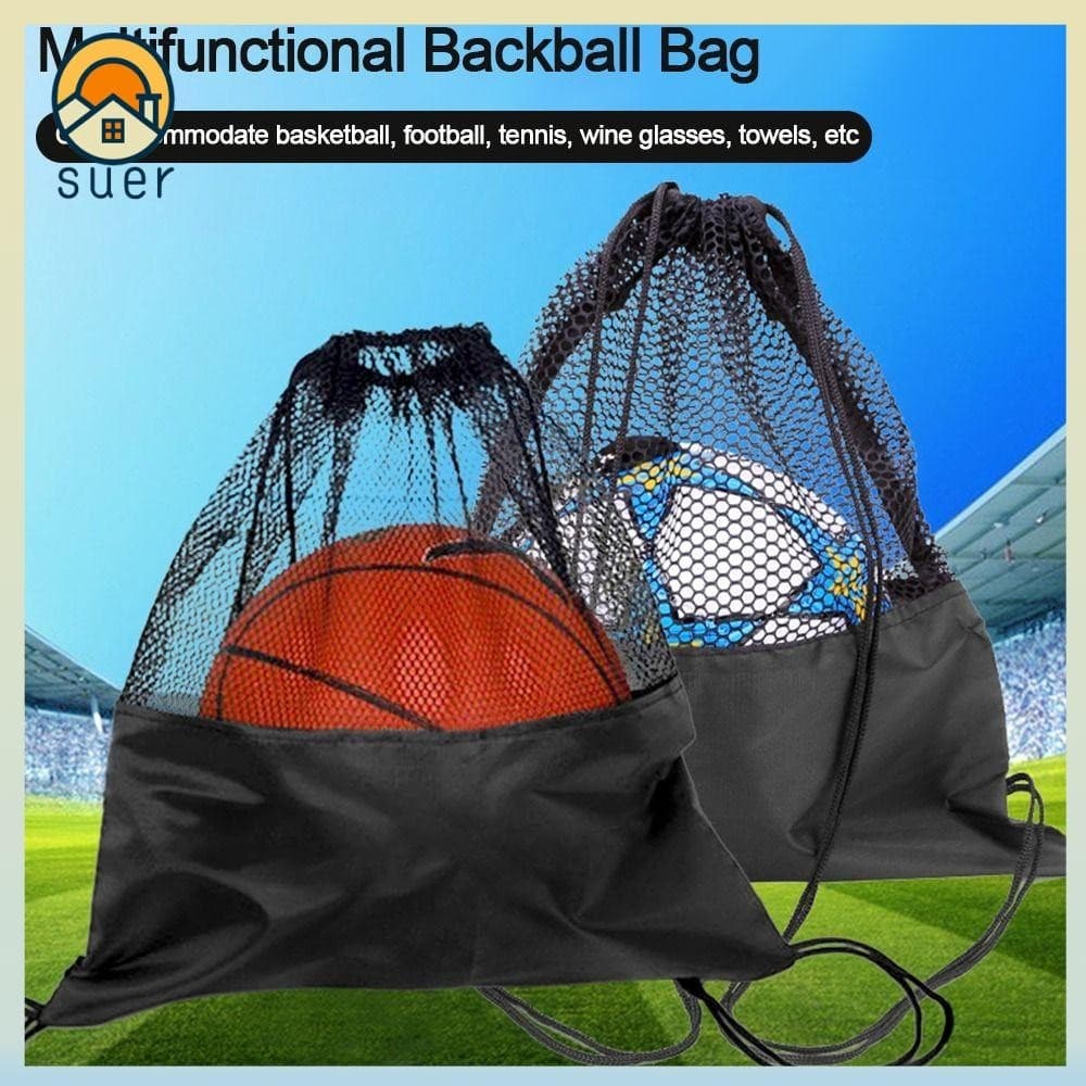 SUEBR Mochila De Armazenamento De Bolas , Basquetebol Preta Malha Sacos Portáteis De Vôlei De Futebol