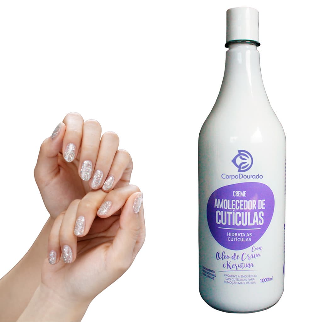 Amolecedor Cutícula Corpo Dourado Óleo Cravo Keratina 1000ml Removedor Cutículas 1 Litro