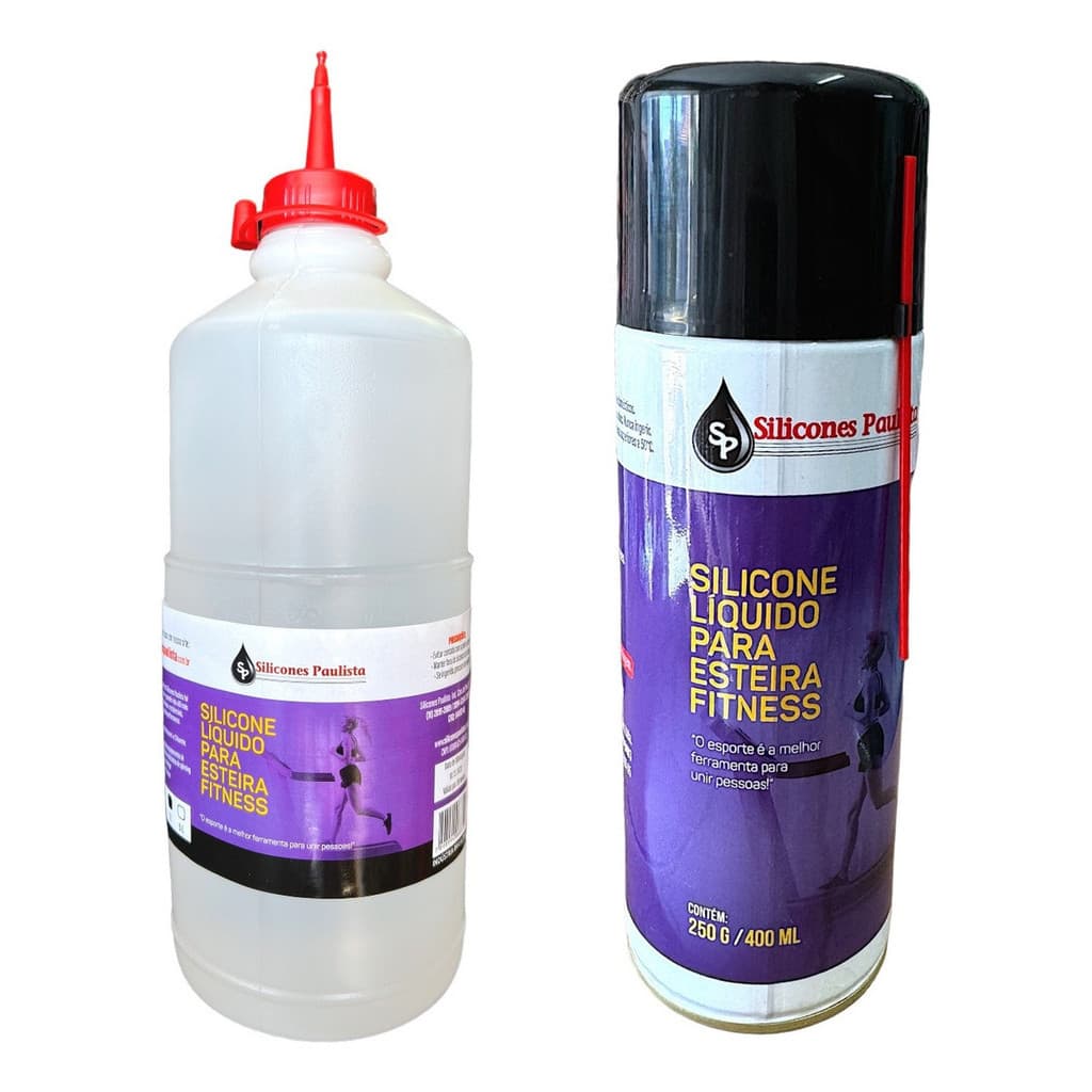 Kit Silicone Líquido 1LITRO Lubrificante Esteira E Spray 400 ML SILICONES PAULISTA