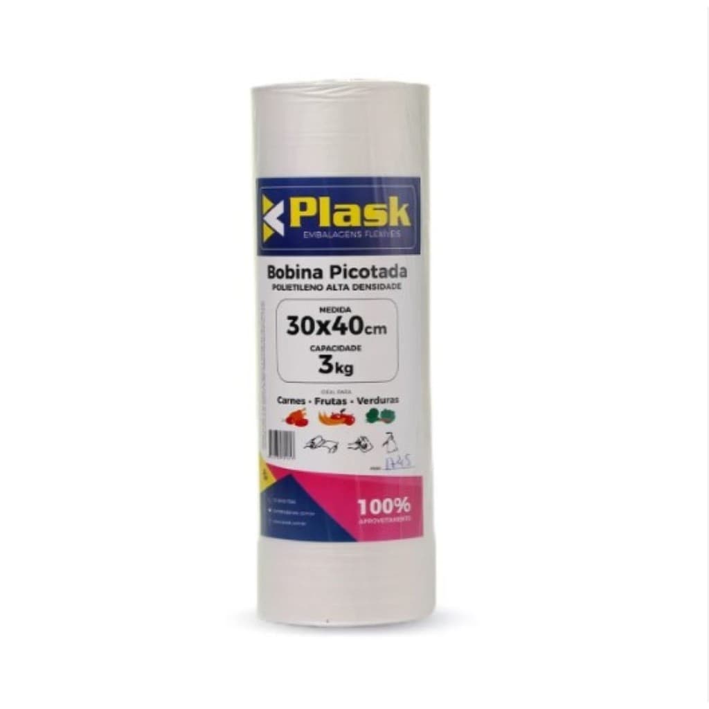 Bobina Picotada Reforçada 30x40 c/ 1,7 kg Plask