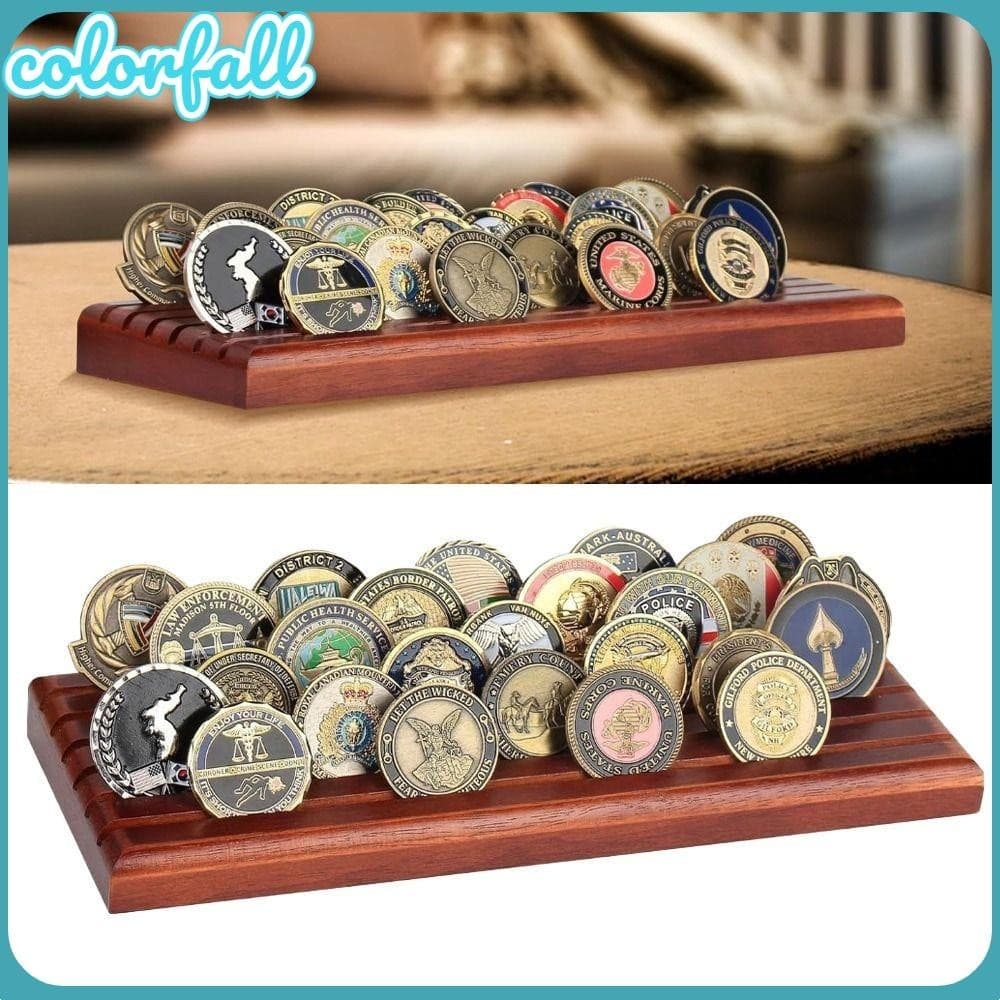 COLORFALLC Challenge Coin Display , 6 Linhas De Expositor De Moedas , 13 x 5 Em Porta Rectangular Colecionável