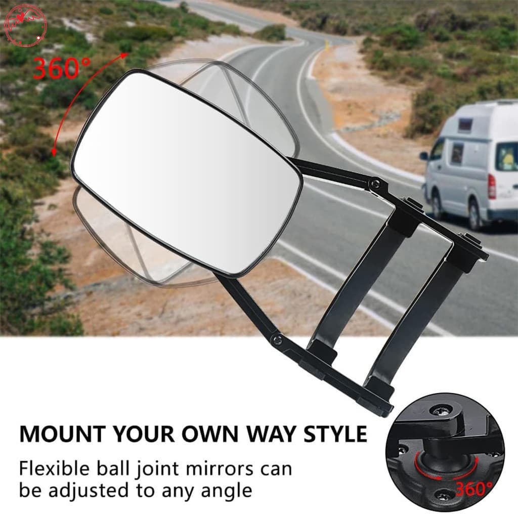 [DGE] Conjunto De Espelhos De Reboque Universais , Ajustáveis Com Rotação De 360 Graus Para Trailer De Caminhão E Carro