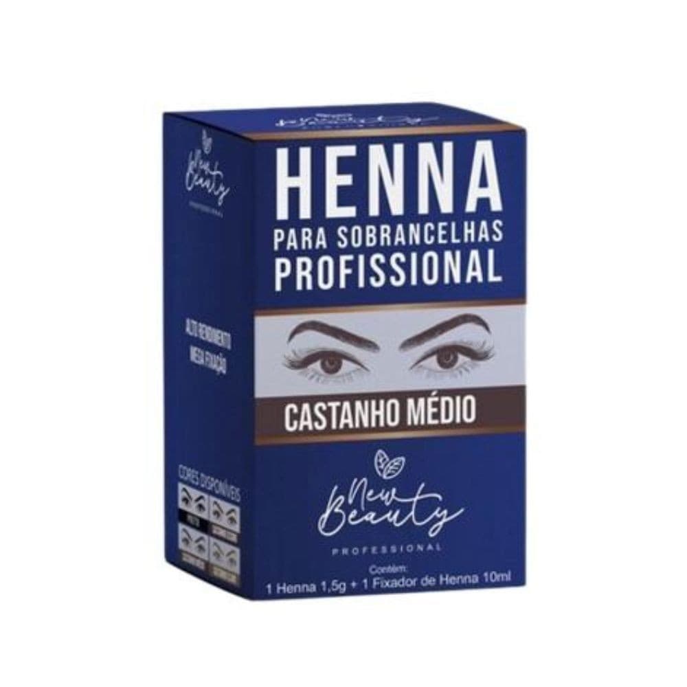 New Beauty - Henna Profissional Para Sobrancelhas  - CASTANHO MÉDIO - Reds