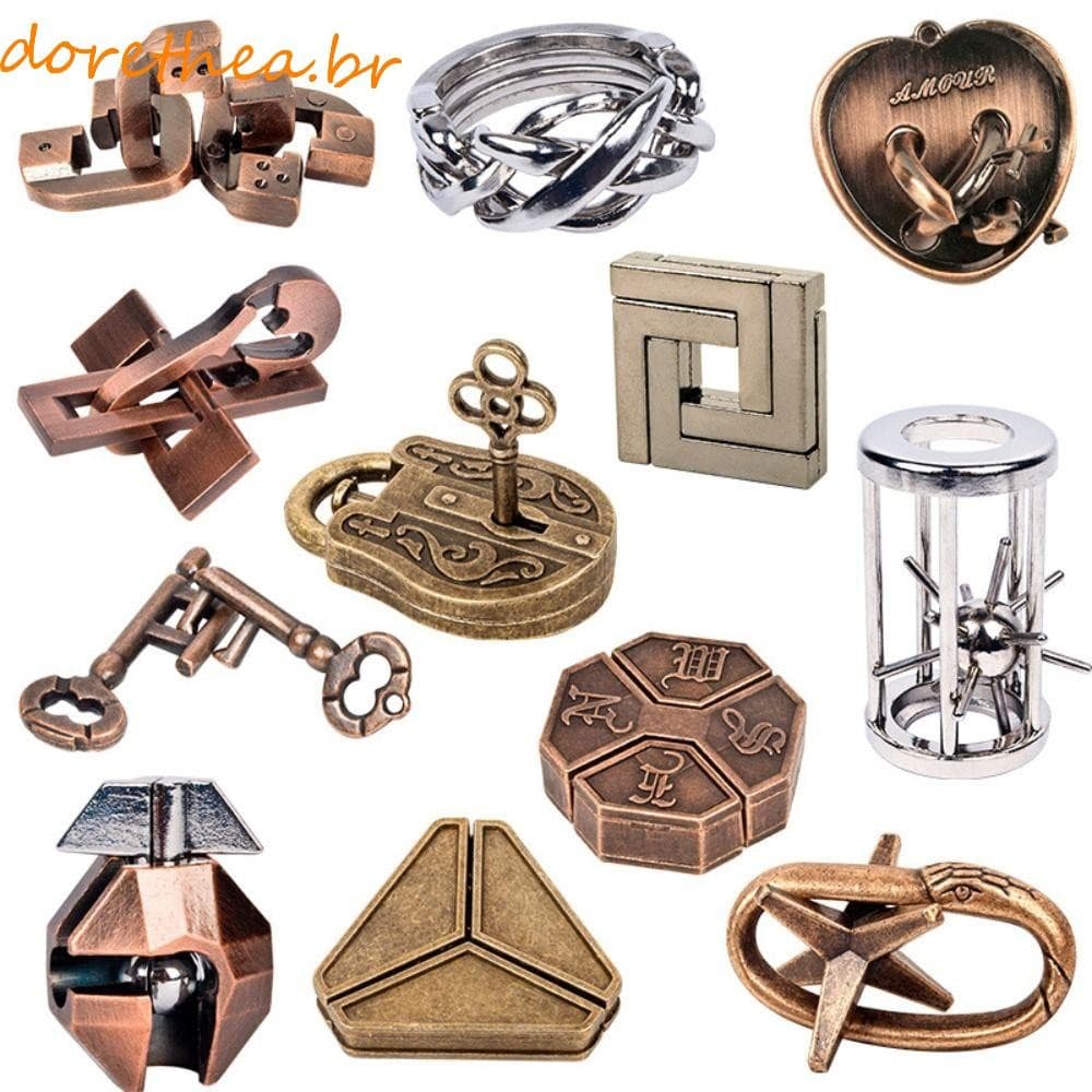 DORETHEA Luban Lock Puzzle Brinquedo Cérebro Jogo Tradicional Inteligência Quebra-Cabeça Crianças Presentes Blocos De Me