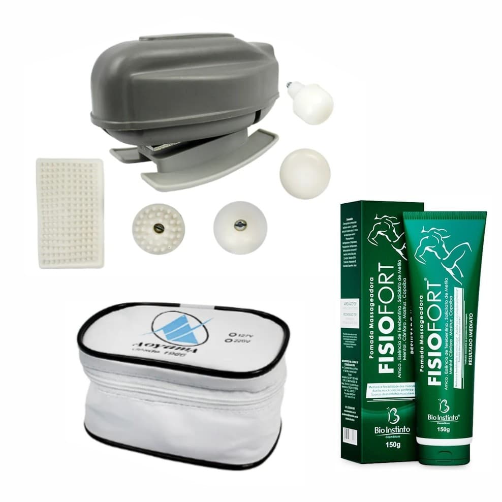 Aparelho Massagem Terapêutico Elétrico Aoyama + Pomada Massageadora Conforto Alívio Dores Musculares