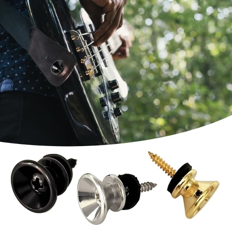 TO 10 Peças Travas De Alça De Guitarra De Metal Botões Pino De Extremidade De Bloqueio Baixo Elétrico Cintas De Seguranç