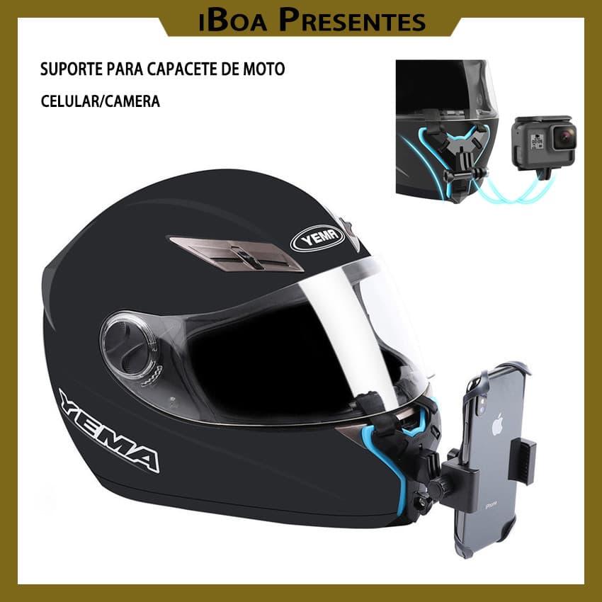 Suporte Capacete Moto Câmera Celular Galaxy Gopro Queixo Ios iBoa Presentes