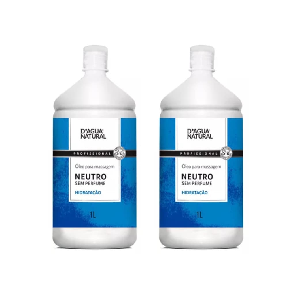 Óleo Profissional para Massagem - Kit com 2 Unidades D'Água Natural 1L Sem Perfume
