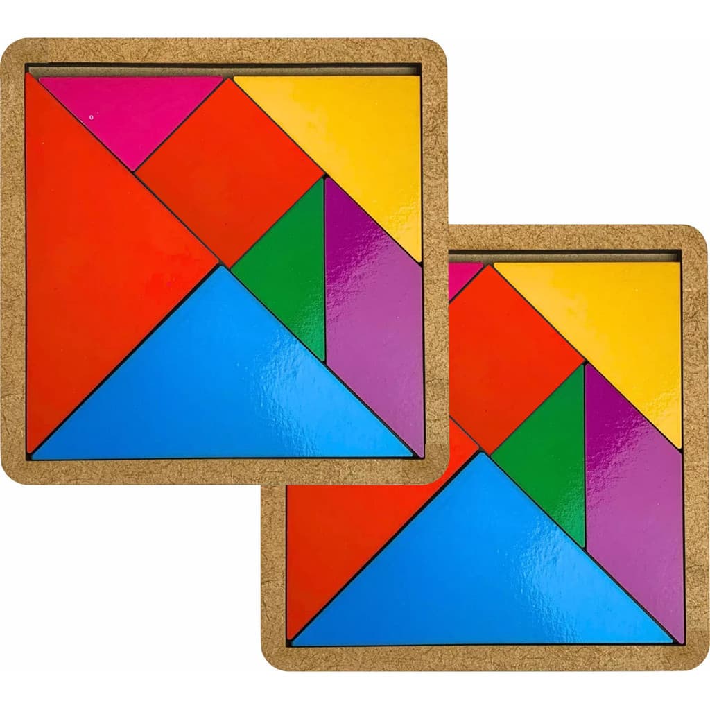 Kit 2 Tangram Brinquedo Pedagógico Educativo Jogo Madeira