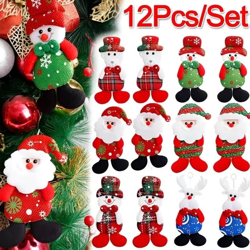 Produtos De Decoração De Natal-Pingente De Árvore 12 Peças De Boneca De Tecido Presente Pingentes De Boneco De Neve De U