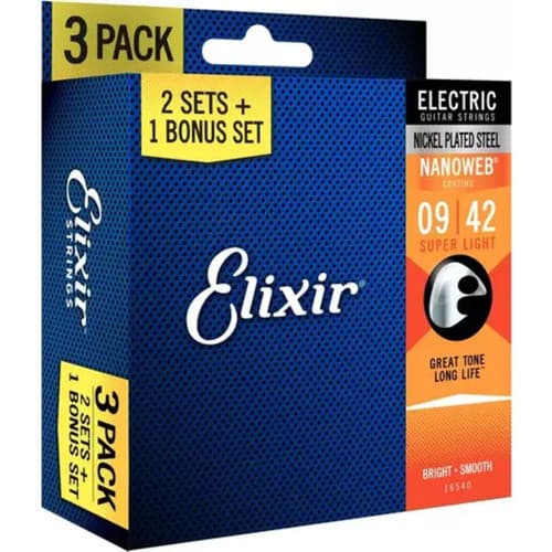 Kit 3 Encordoamentos Guitarra Elixir 09-42 Super Light 16540