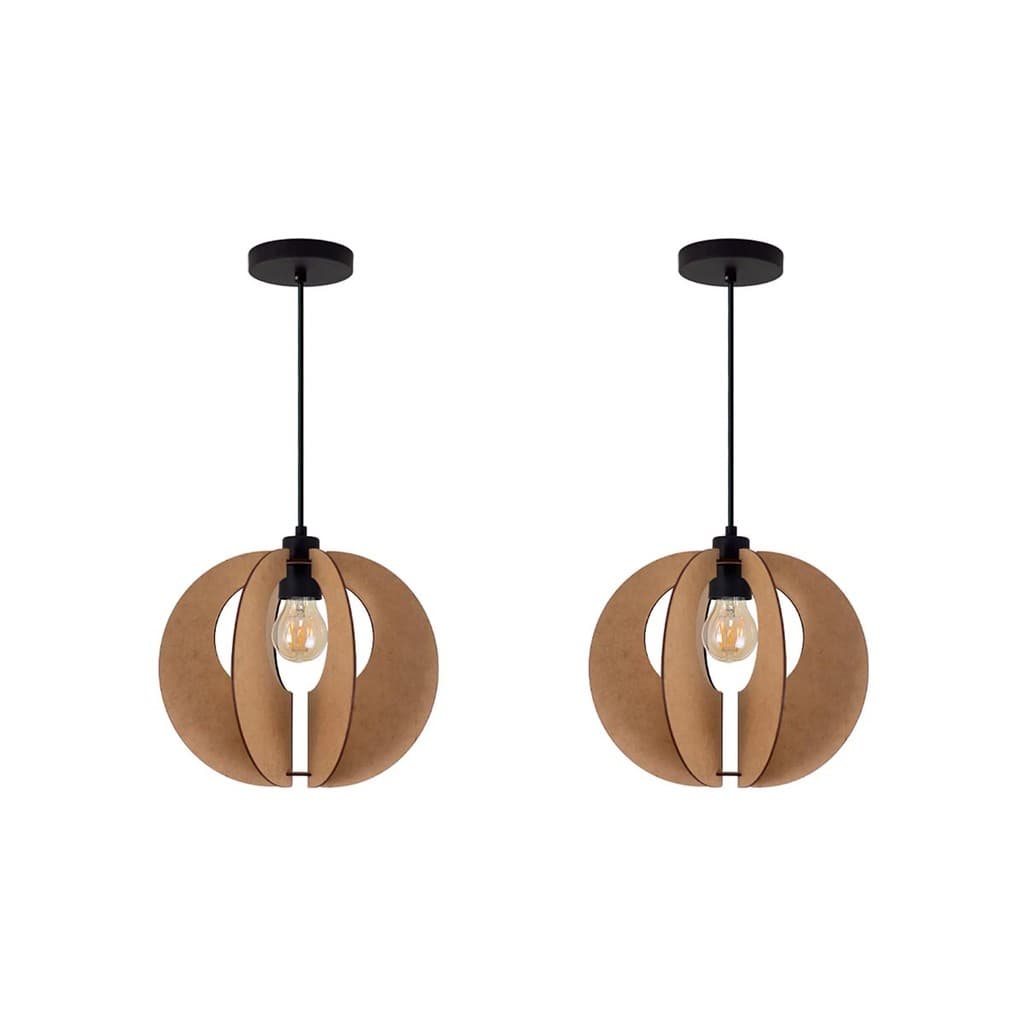 Lustres Pendentes Luminária Lant em mdf com soquete e27- Kit c/ 2 unidades