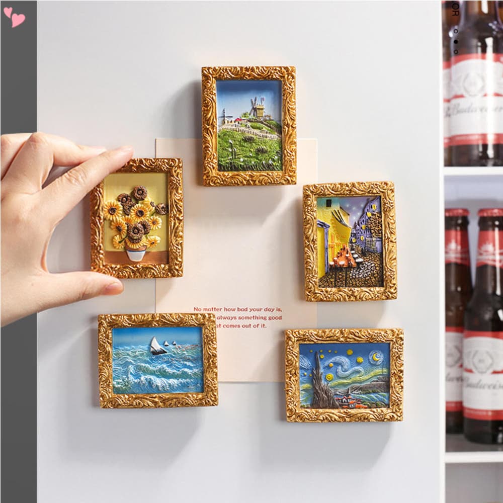 Ímãs De Geladeira De Pintura Mundialmente Famosa-Van Gogh Starry Sky , Pinturas Famosas Exclusivas , Estilo Retrô , Arte