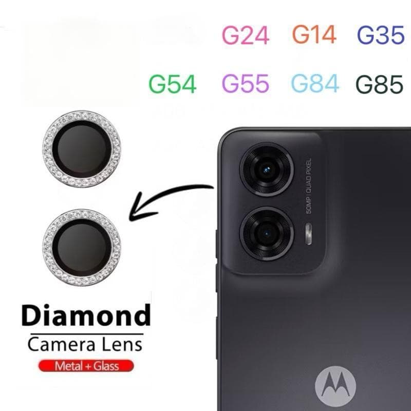Película Protetor Lente Câmera Strass Diamante Motorola Moto G85 G84 G75 G54 Edge 50 Fusion Brilho