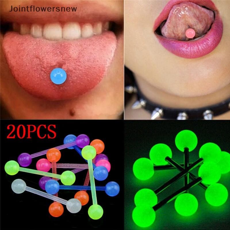 JTN 20 Pçs/Set Luminosa Flexível Barbell Stud Língua Anel Barras Body Piercing NW