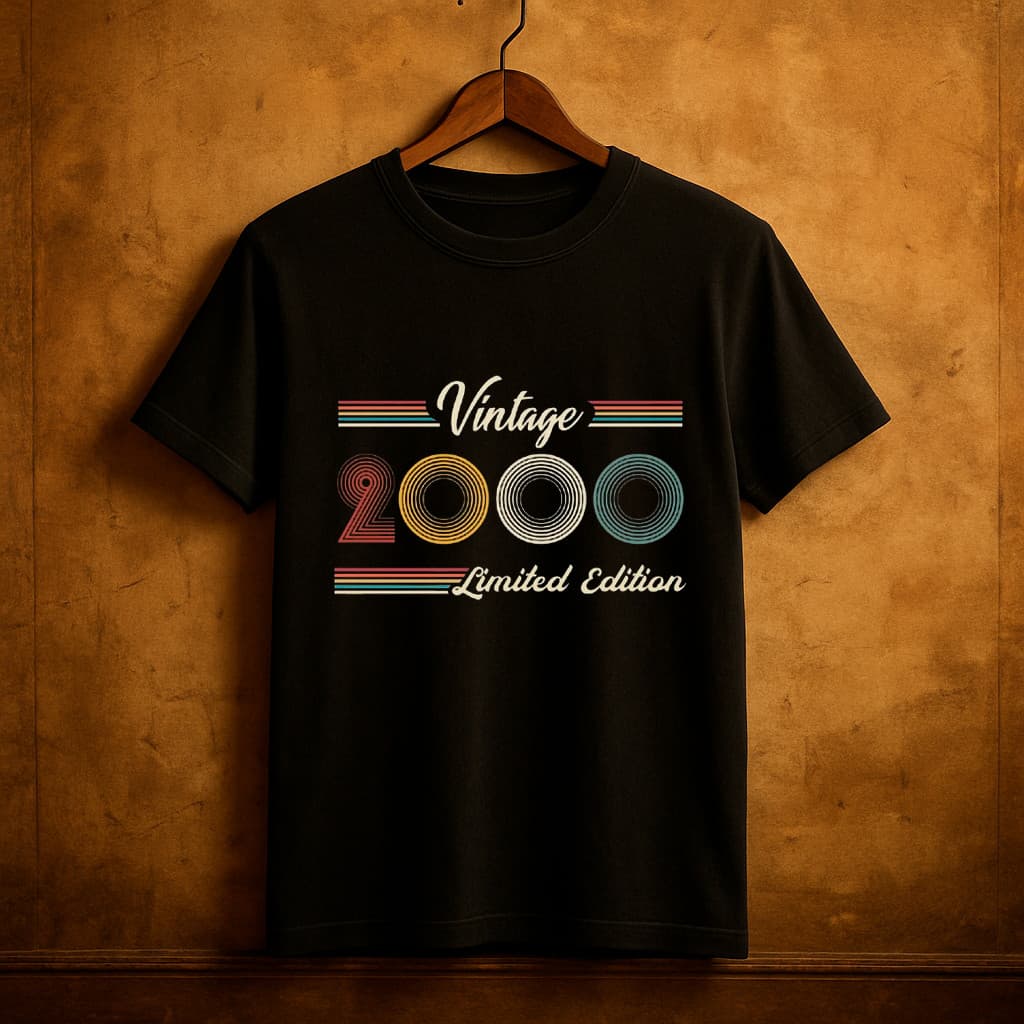 T-shirt Camiseta Camisa Vintage 2000 Básica Confortável Estilo Retrô personalizada Unissex Dia dos Pais Algodão Envio Ra