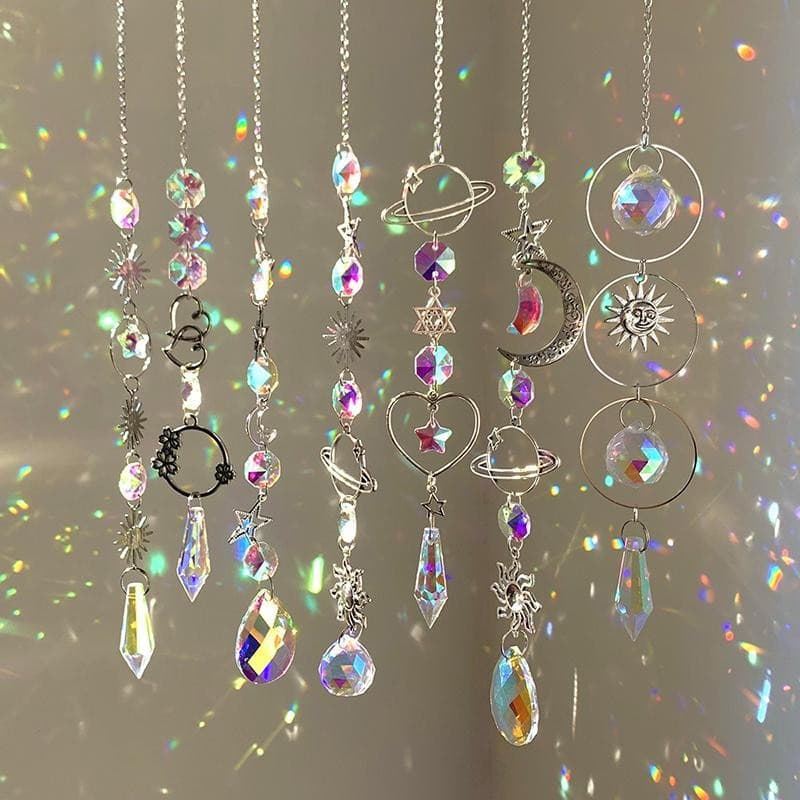 Decoração de Pingente de Cristal | Ornamento Suspenso de Luz e Sombra Arco-Íris | Decoração de Cortina de Janela e Porta