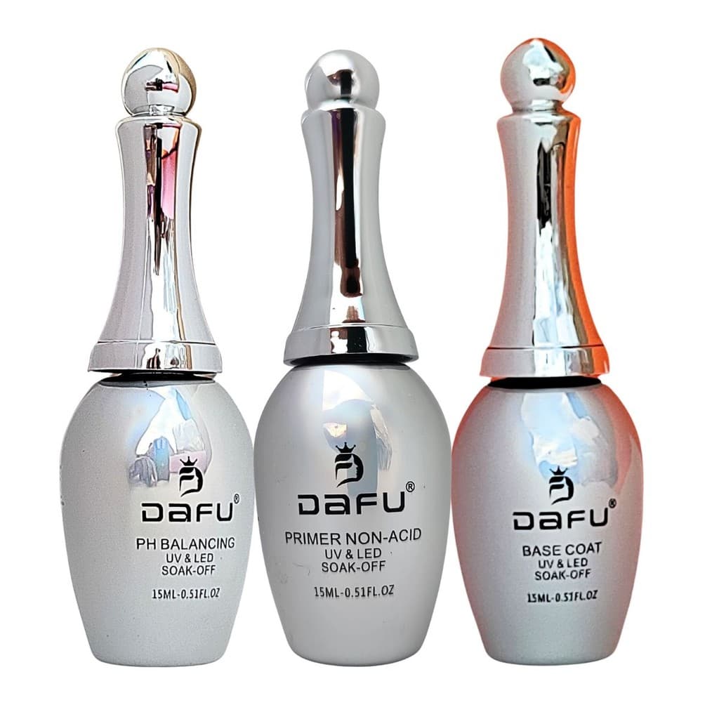 Kit Preparadores Dafu Base, Ph e Primer Não Ácido Unhas Gel