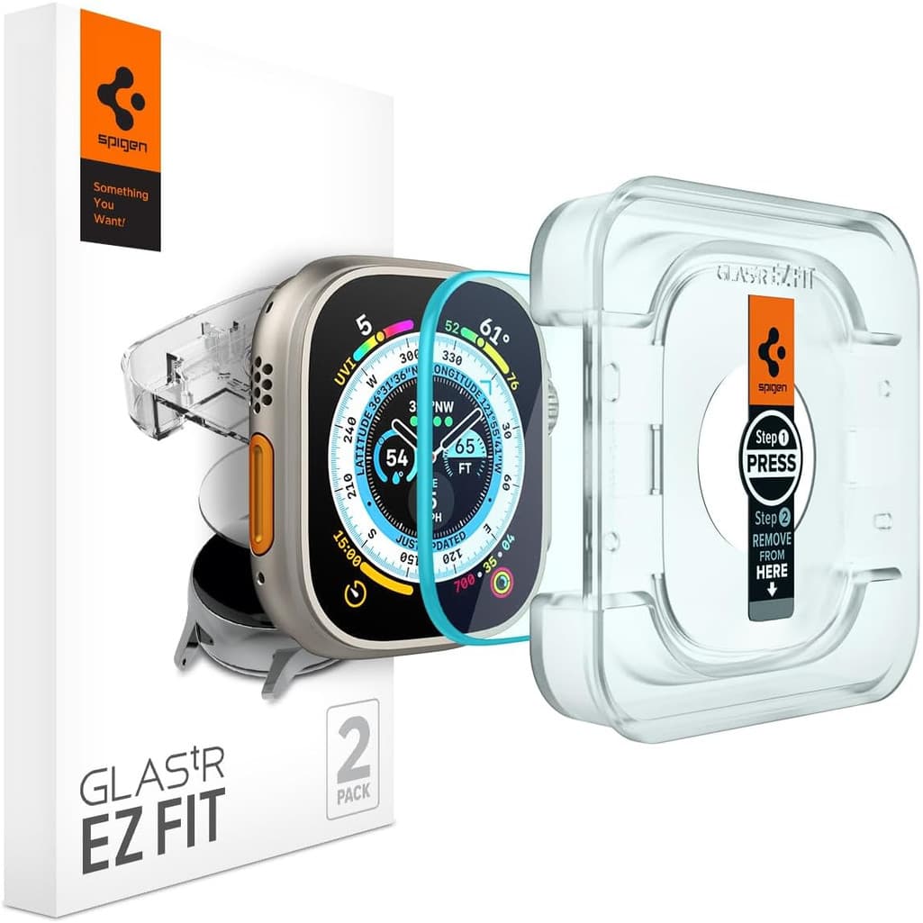 (2 Pacotes) Spigen Protetor De Tela De Vidro Temperado Apple Watch Ultra 49MM