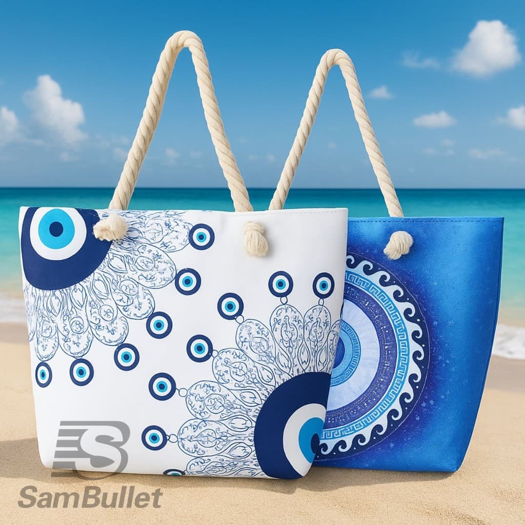 Bolsa De Praia Grande OLHO GREGO com Necessaire e Em Várias Estampas