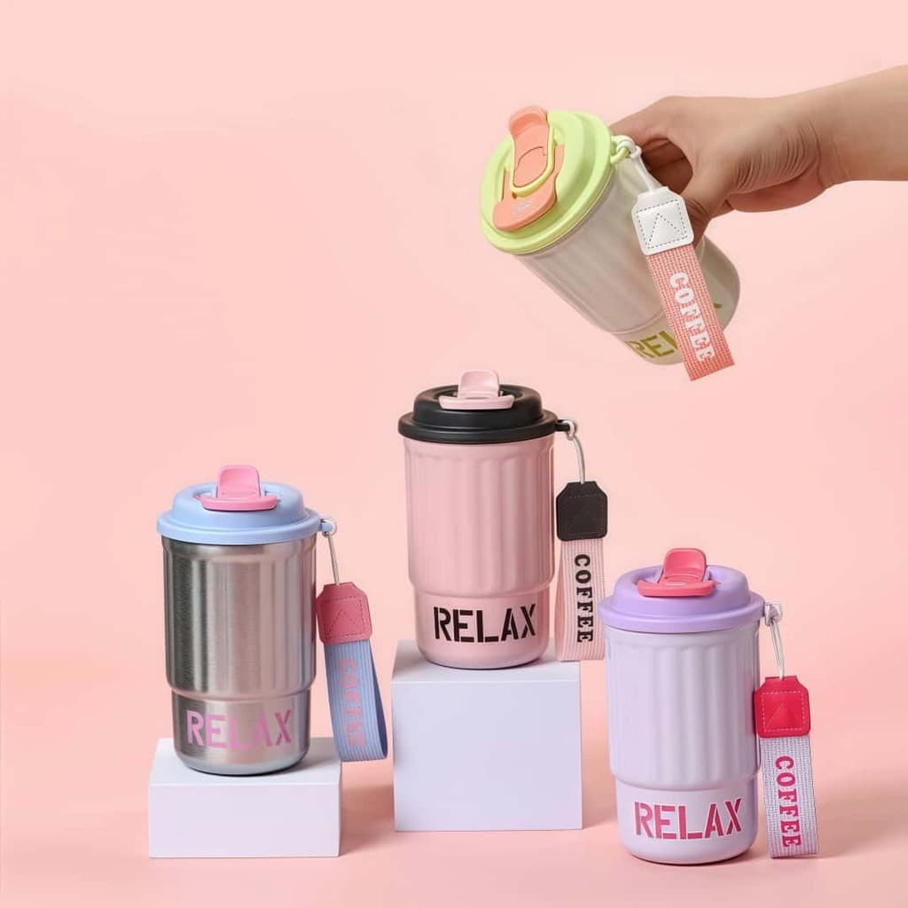Copo Térmico 400ml Reutilizável com Tampa Vedante – Antivazamento p/ Café ou Chá