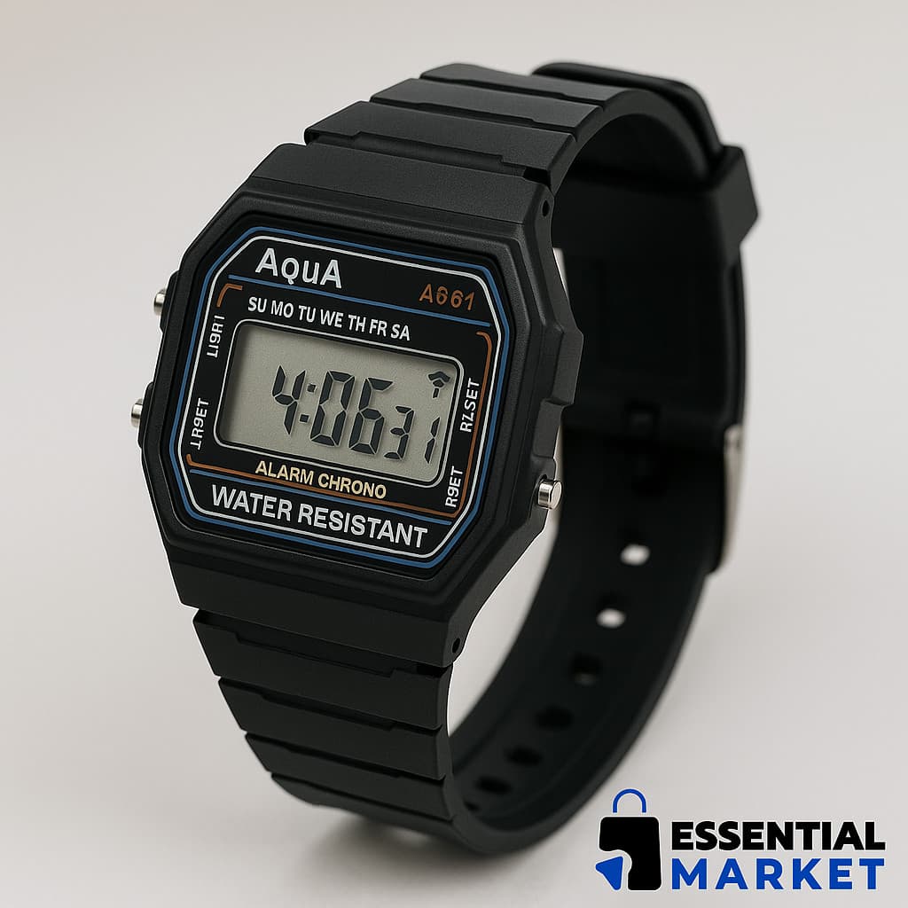 Relógio Digital Masculino Esportivo Aqua AQ-81 + Caixa—Resistente à Água | Retrô, Barato e Funcional